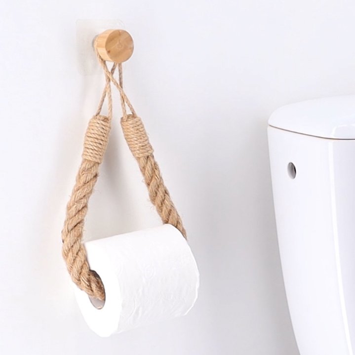 Toilettenpapierhalter zum Kleben Kunstleder Easy Chic Naturfarben 1