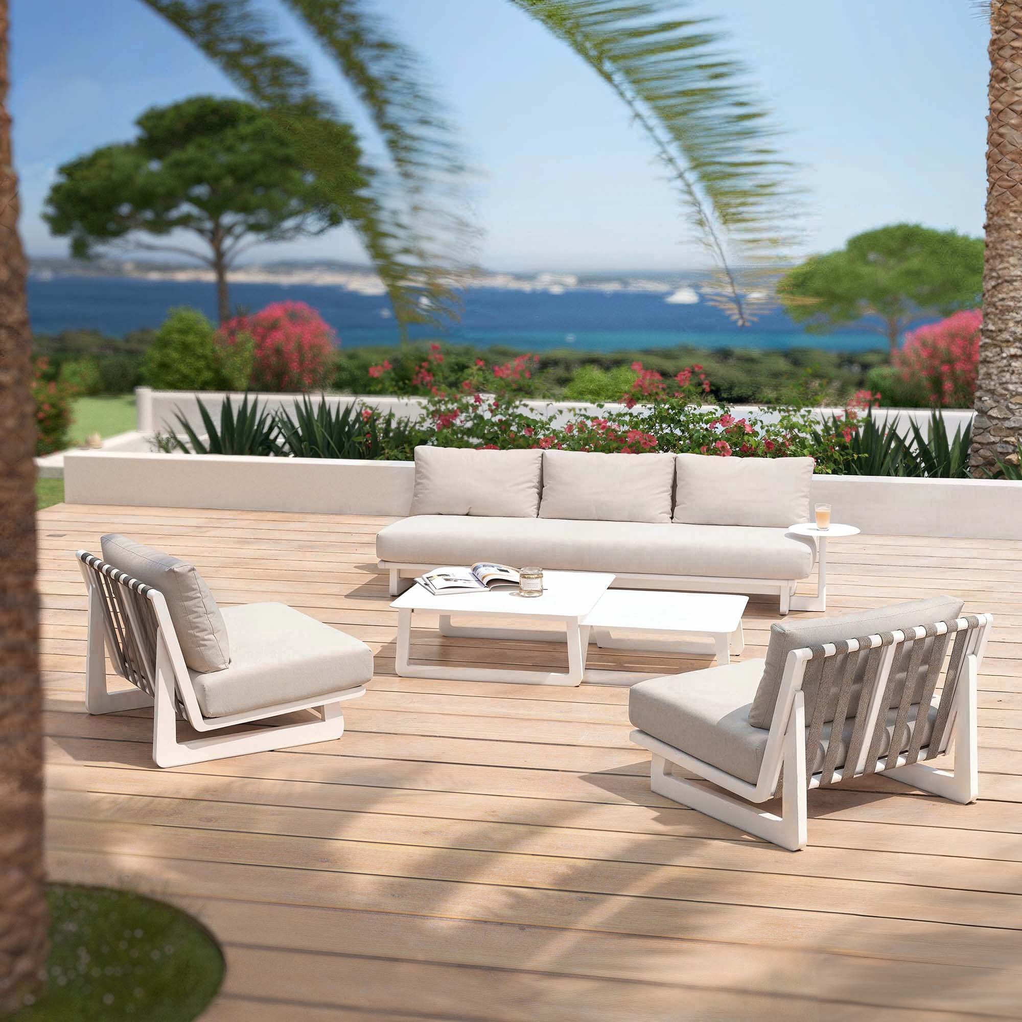 Lounge-Set Aluminium 5 teilig Long Beach - WeiÃƒÅ¸